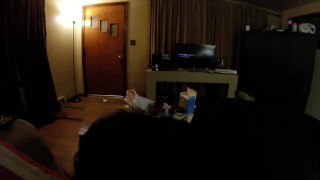 Daddy makes sissy cum before she serves him.